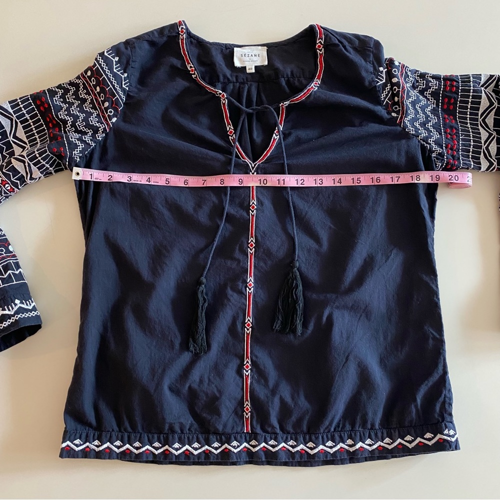 Sezane Embroidered Sleeves Blouse - Picture 8 of 9